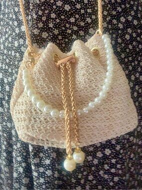 NWT Cream Raffia Crossbody Bag Fancy